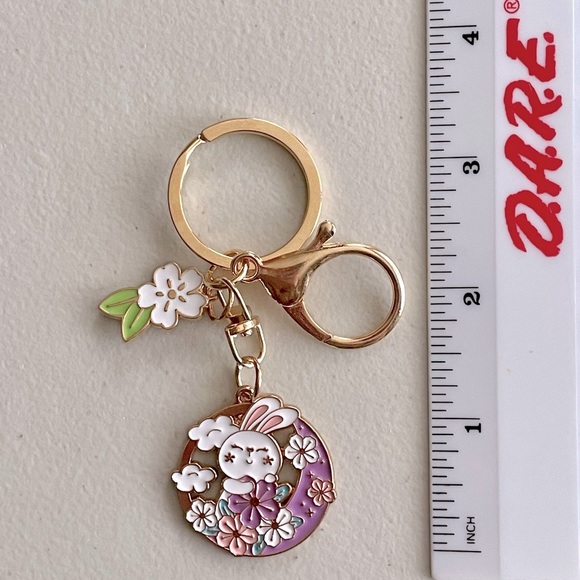 Bunny Rabbit Sakura Moon Keychain Purse Charm - Picture 4 of 4